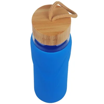 ORIGIN WIDEMOUTH Glass Water Bottle With Protective Silicone Sleeve and Bamboo Lid - Dishwasher Safe