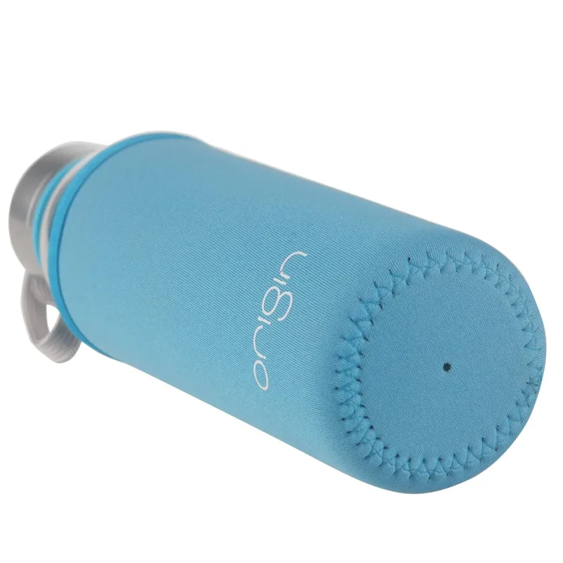 ORIGIN 100% Borosilicate Glass Water Bottle With Protective Neoprene Sleeve and Leak-Proof Stainless Steel Lid | Dishwasher Safe
