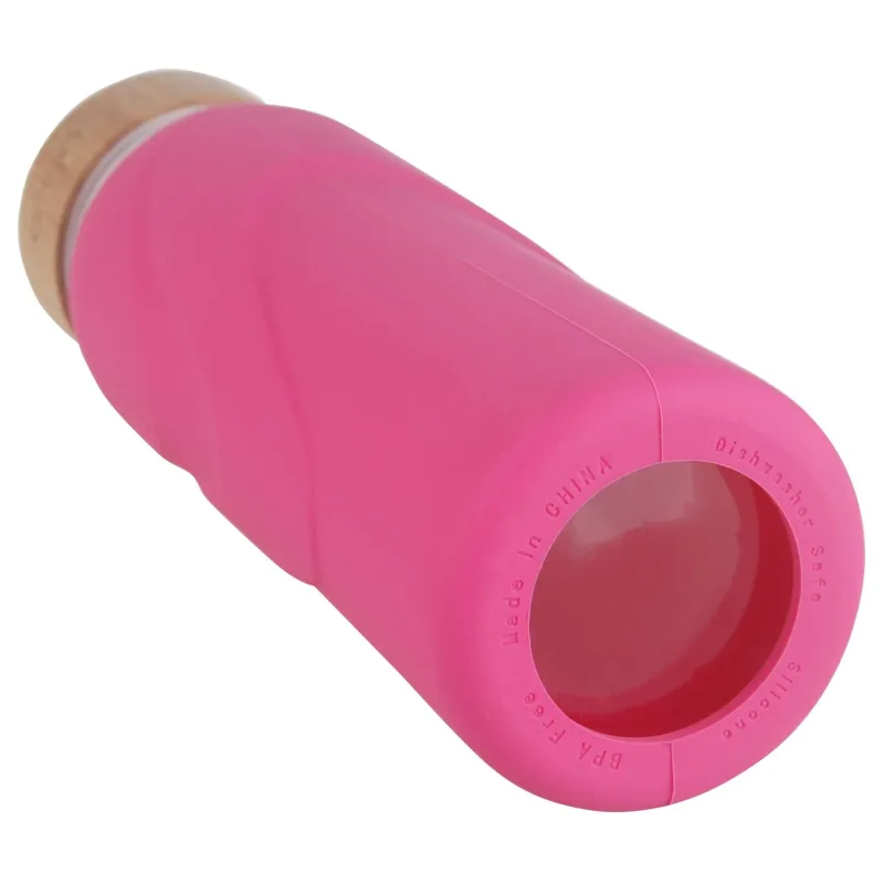 Origin - WIDEMOUTH Glass Water Bottle with Protective Silicone Sleeve and Bamboo Lid - Dishwasher Safe