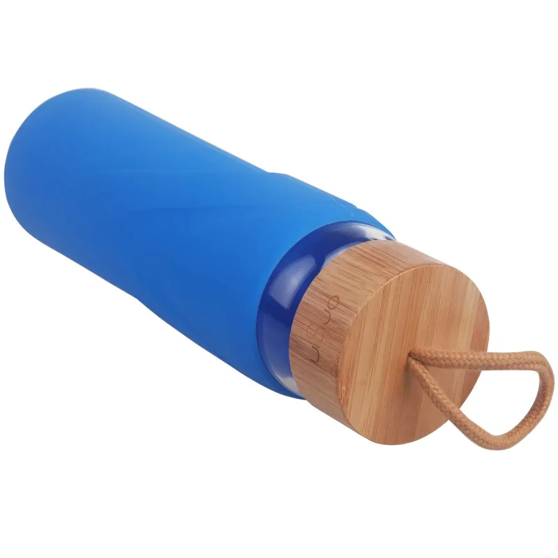 ORIGIN WIDEMOUTH Glass Water Bottle With Protective Silicone Sleeve and Bamboo Lid - Dishwasher Safe