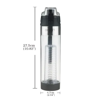 Origin - Tritan Fruit Infuser Water Bottle, BPA-Free, Flip Tip Lid, Great for Sports, Travel and Fits in Car Cup Holder, Leak Proof Design, Easy to Clean, Opens on Both Ends, 24 oz
