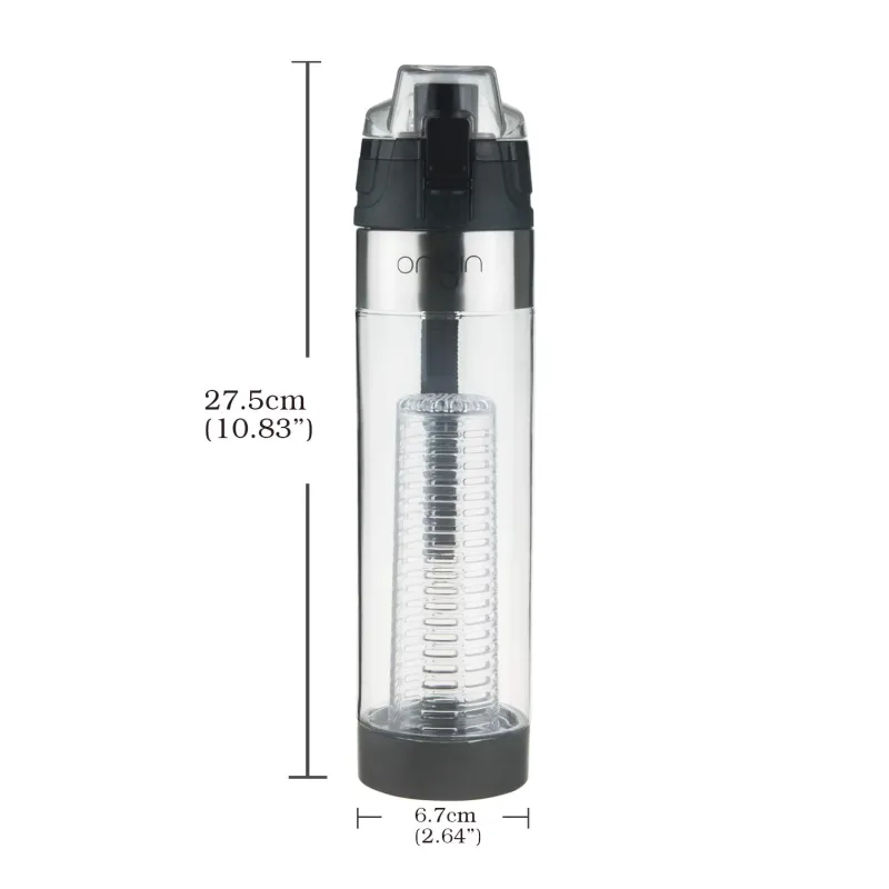 Origin - Tritan Fruit Infuser Water Bottle, BPA-Free, Flip Tip Lid, Great for Sports, Travel and Fits in Car Cup Holder, Leak Proof Design, Easy to Clean, Opens on Both Ends, 24 oz