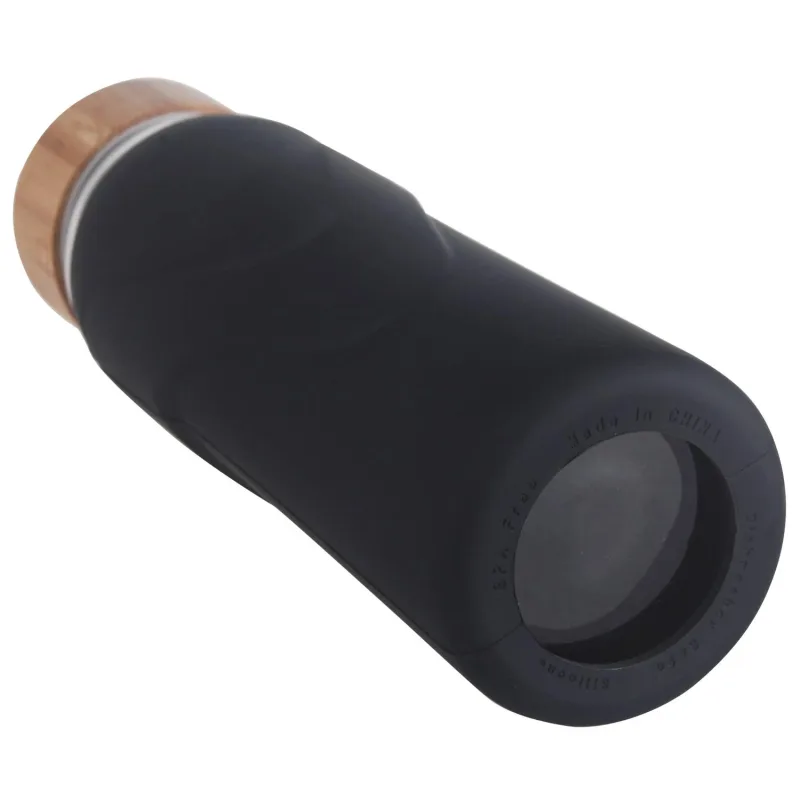 ORIGIN - WIDEMOUTH Glass Water Bottle With Protective Silicone Sleeve and Bamboo Lid - Dishwasher Safe