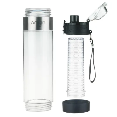 Origin - Tritan Fruit Infuser Water Bottle, BPA-Free, Flip Tip Lid, Great for Sports, Travel and Fits in Car Cup Holder, Leak Proof Design, Easy to Clean, Opens on Both Ends, 24 oz
